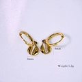 14K gold plated stainless steel hoop earrings with 8mm seashell charms, 1.2g weight - Shell 8