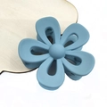 Matte finish dusty blue hollow flower hair claw clip for elegant ponytail styling - Large Hollow Flower Style / Lake Blue