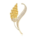 Spilla a spiga di grano con pietre marquise gialle e zircone bianco su placcatura oro - Stile spiga di grano 4 (6.3*3.5cm)