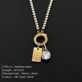 Collana in acciaio inossidabile placcato oro 14K con ciondolo lettera G e cristallo - Lettera G