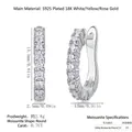 S925 Sterling Silver hoop earrings with double row moissanite diamonds in white gold finish - Silver/E13191