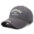 Dark grey cotton baseball cap featuring white 3D Colorado 1987 embroidery details - Adjustable / Gray