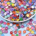 Colgantes de letras esmaltadas de colores para la creación de joyas DIY y pulseras - Redondo 10mm Color Oro Blanco K