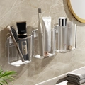 Three-piece wall-mounted transparent acrylic storage boxes for modern bathroom organization - Family of 3-Transparent