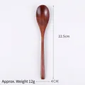 Japanese style long handle nanmu wooden spoon with natural grain and size dimensions - No-Wrap Spoon