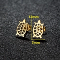 Minimalist gold stainless steel turtle stud earrings with hollow design for women - Turtle / Gold