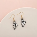 Ghost earrings with white enamel and golden hook for Halloween festivities style - Ghost with Letter G Black