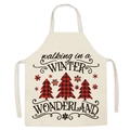 Beige linen apron with red plaid Christmas tree and Winter Wonderland text - Style 18/Winter Wonderland