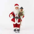 50cm classic fabric Santa Claus figurine with wooden staff and birdhouse decor - Style 46 Red Velvet Robe Holding Birdhouse Staff 50cm