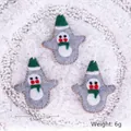 Tre decorazioni pupazzo di neve in feltro grigio con cappelli verdi, addobbi natalizi - Pinguino-3 Pezzi