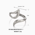 Anillo abierto minimalista de acero inoxidable plateado con diseño geométrico giro - Color Acero