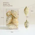 Set of 8 gold pinecone Christmas ornaments in transparent gift box packaging - Light Gold Pine Cone / 8pcs