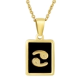 18K gold-plated stainless steel necklace with black Cancer zodiac sign pendant - Cancer (With Chain)