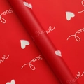 Waterproof red floral wrapping paper with white love text and heart patterns - Heart Love - Bright Red
