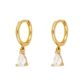 Elegante 14K vergoldete Creolen mit funkelnden Zirkonia-Anhängern in Tropfenform - Gold-Weißer Zirkonia