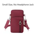 Vertical wine red nylon mini crossbody phone bag with heart zipper and adjustable strap - Small (No Headphone Jack) / Burgundy