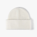 Berretto invernale unisex in maglia bianco crema con bordo in pile felpato caldo - Bianco