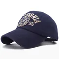 Navy blue cotton baseball cap with vintage California surf embroidery and number 35 - CALIFORNIA 1935 Style / Navy Blue