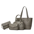 Set di 4 borse grigie da donna con borsa tote, borsa a tracolla e pochette in ecopelle - Grigio