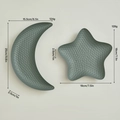 Groene ijzeren dienbladenset maan en ster met gehamerde textuur en afmetingen - Kleine Set (Maat S) / Grijs