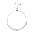 Bracelet élégant en argent sterling S925 avec perles d'eau douce blanches et fermoir réglable - Bracelet Réglable 11 Perles Argenté (GPB13-P)