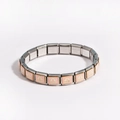 Close-up of pink Libra zodiac charm on modular stainless steel Italian link bracelet - Libra Style (款式1)