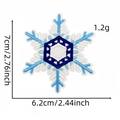 Detailed size view of the embroidered blue and white snowflake patch with 7cm height - Snowflake Patch 20#