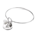 Silberner Edelstahl-Armreif mit Geburtsblumen-Anhänger Stechpalme und Perle - Dezember Stechpalme (KB158029-Z) / Silber