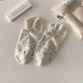 Calzini invisibili in cotone grigio beige a pois neri con taglio basso discreto - Taglia unica / Grigio Beige