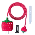Cute strawberry style silicone case set for 18W/20W adapter and data cable protection - Strawberry / Five-Piece Set