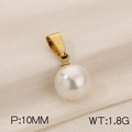 Minimalist 10mm round white pearl pendant with golden bail, weighing 1.8g for DIY jewelry - Gold Style (KP120447-Z)