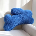 Blue bone-shaped plush pillow in soft lamb wool fabric resting on a white sofa - 60*30cm/0.7kg / Cotton Rabbit Blue