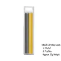 Set of 6 deep hole carpenter pencil refills with 2.8mm black and yellow lead cores - 3 Black 3 Yellow Leads (6 Pcs/Box)