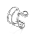 Anillo moderno irregular de metal líquido plateado con diseño estético calado - Estilo Hueco Irregular / Color Acero