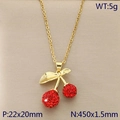 Golden necklace with red rhinestone cherry pendant, 5g weight, 450mm chain size - Full Rhinestone Red Cherry (KN292076-Z)