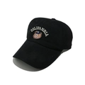 Close-up of bear and COLIFANRIA embroidery on black cotton baseball cap - Black