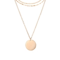 Collar de capas de acero inoxidable oro rosa con colgante redondo para mujer - Oro de 14K
