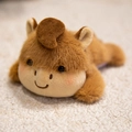 Cute brown plush horse magnetic toy with soft embroidered face and fuzzy texture - Horse