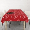 Christmas red plaid tablecloth with gingerbread man and star patterns on wooden table - 40x70cm / Red Background White Gingerbread Man and Stars