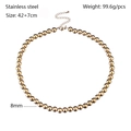 Detail of 8mm rose gold stainless steel bead necklace with size and weight metrics - Kn238528-z