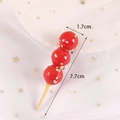 Fermaglio divertente biancospino candito rosso realistico, lunghezza 7,7 cm - 7.5cm Tanghulu Giallo con Sesamo