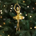 Golden ballerina Christmas ornament hanging decoration, 17cm elegant dancing girl pendant - Ballet Girl
