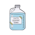 Math Student Tears enamel pin featuring a blue bucket design for bags and clothes - Math Student Tears Bottle Style (XZ7965)
