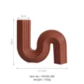Jarrón de cerámica marrón rojizo en forma de U con textura vertical y diseño nórdico - Marrón/Forma S/589-2