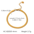Detail showing 18k gold plated stainless steel snake chain bracelet with size measurements - 4mm Width Herringbone Bracelet (HC-B20501-4mm)