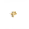 Gold plated letter P charm with micro-pave white cubic zirconia and double hanging loops - Letter F(6184295114148)