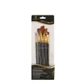 5-piece synthetic fiber art brush set with black wooden handles and golden ferrules - 5Pcs Angled Peak HB028D / Black