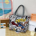 Canvas tote bag with comic style crash and boom prints on a white background - Letter Graffiti