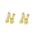 Puffy letter H balloon stud earrings with 18k gold plating and high-polished finish - Style-N