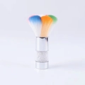 Brosse à ongles arc-en-ciel avec manche en métal argenté et remplissage en cristal - Brosse À Poussière Argentée Moyenne N° 25 Motif Pétales Arc-en-ciel.